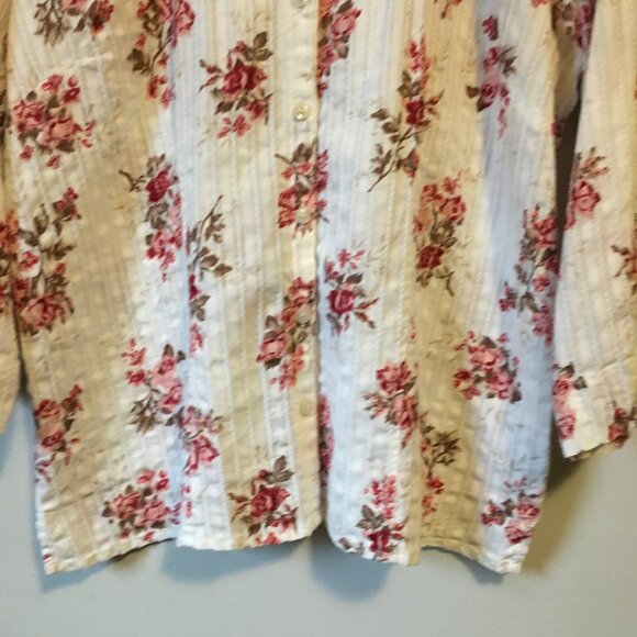 Northern Reflections White, Pink and Red Floral Cotton Button Down Dress… - Picture 4 of 16